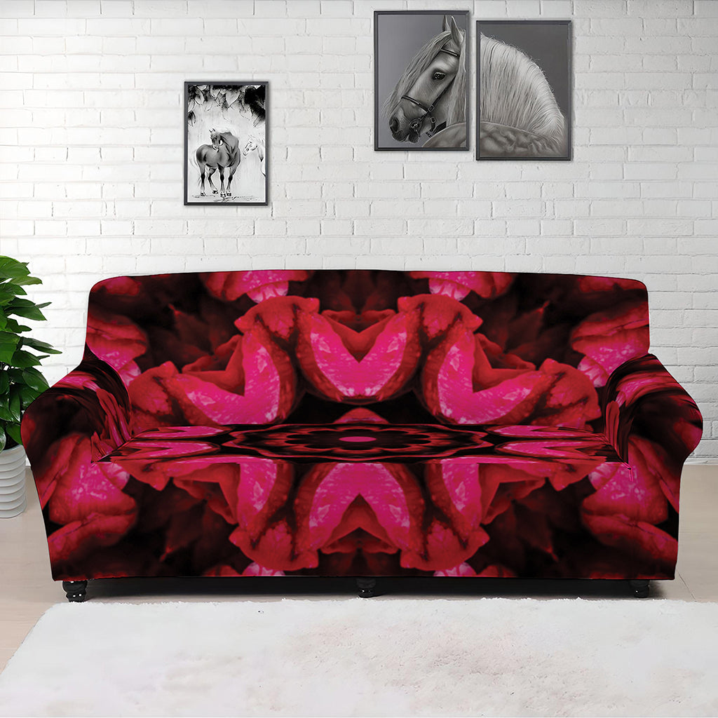 Pink Rose Kaleidoscope Print Sofa Cover