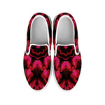 Pink Rose Kaleidoscope Print White Slip On Shoes