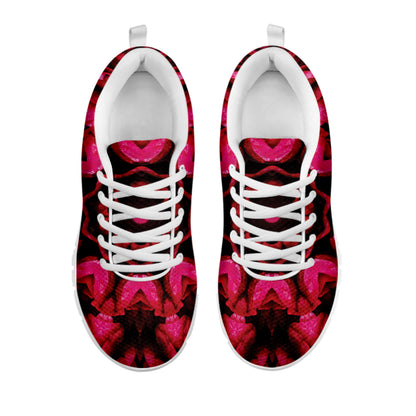 Pink Rose Kaleidoscope Print White Sneakers