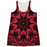 Pink Rose Kaleidoscope Print Women's Racerback Tank Top