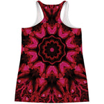 Pink Rose Kaleidoscope Print Women's Racerback Tank Top