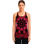 Pink Rose Kaleidoscope Print Women's Racerback Tank Top