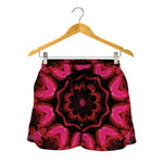 Pink Rose Kaleidoscope Print Women's Shorts