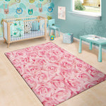 Pink Rose Print Area Rug