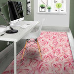 Pink Rose Print Area Rug