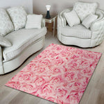Pink Rose Print Area Rug