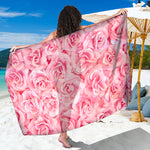 Pink Rose Print Beach Sarong Wrap