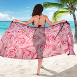 Pink Rose Print Beach Sarong Wrap
