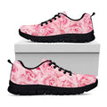 Pink Rose Print Black Running Shoes