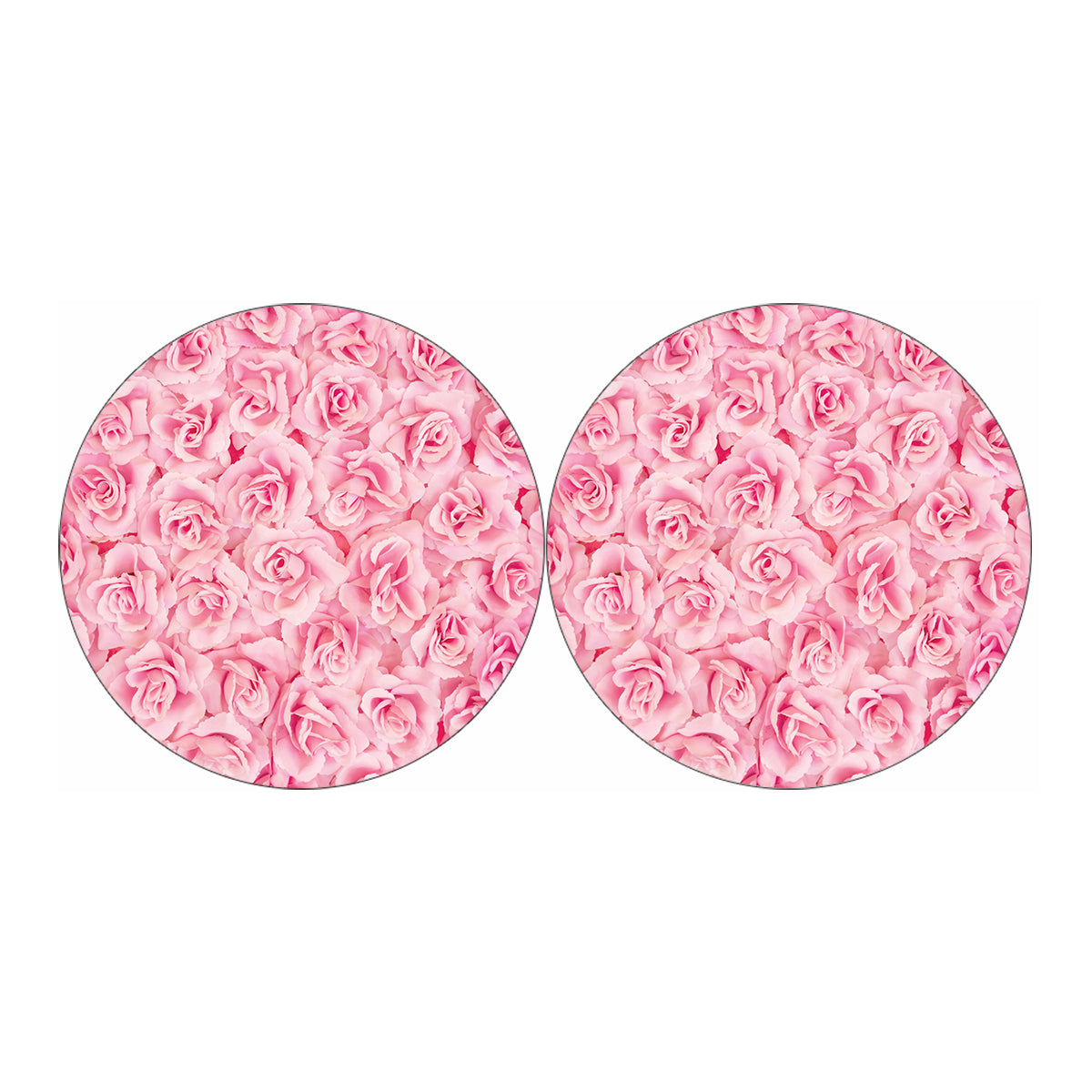 Pink Rose Print Car Coasters