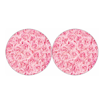 Pink Rose Print Car Coasters