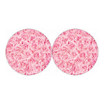 Pink Rose Print Car Coasters