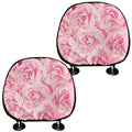 Pink Rose Print Car Headrest Covers
