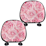 Pink Rose Print Car Headrest Covers