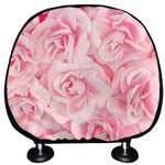 Pink Rose Print Car Headrest Covers