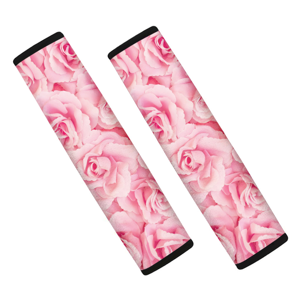 Pink Rose Print Car Seat Belt Covers
