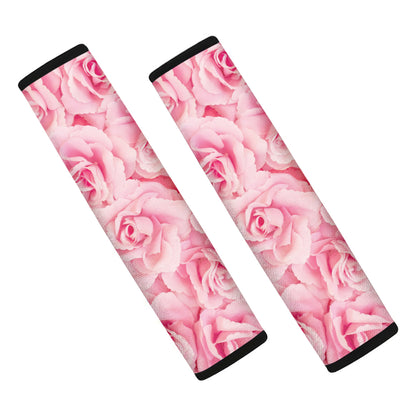 Pink Rose Print Car Seat Belt Covers