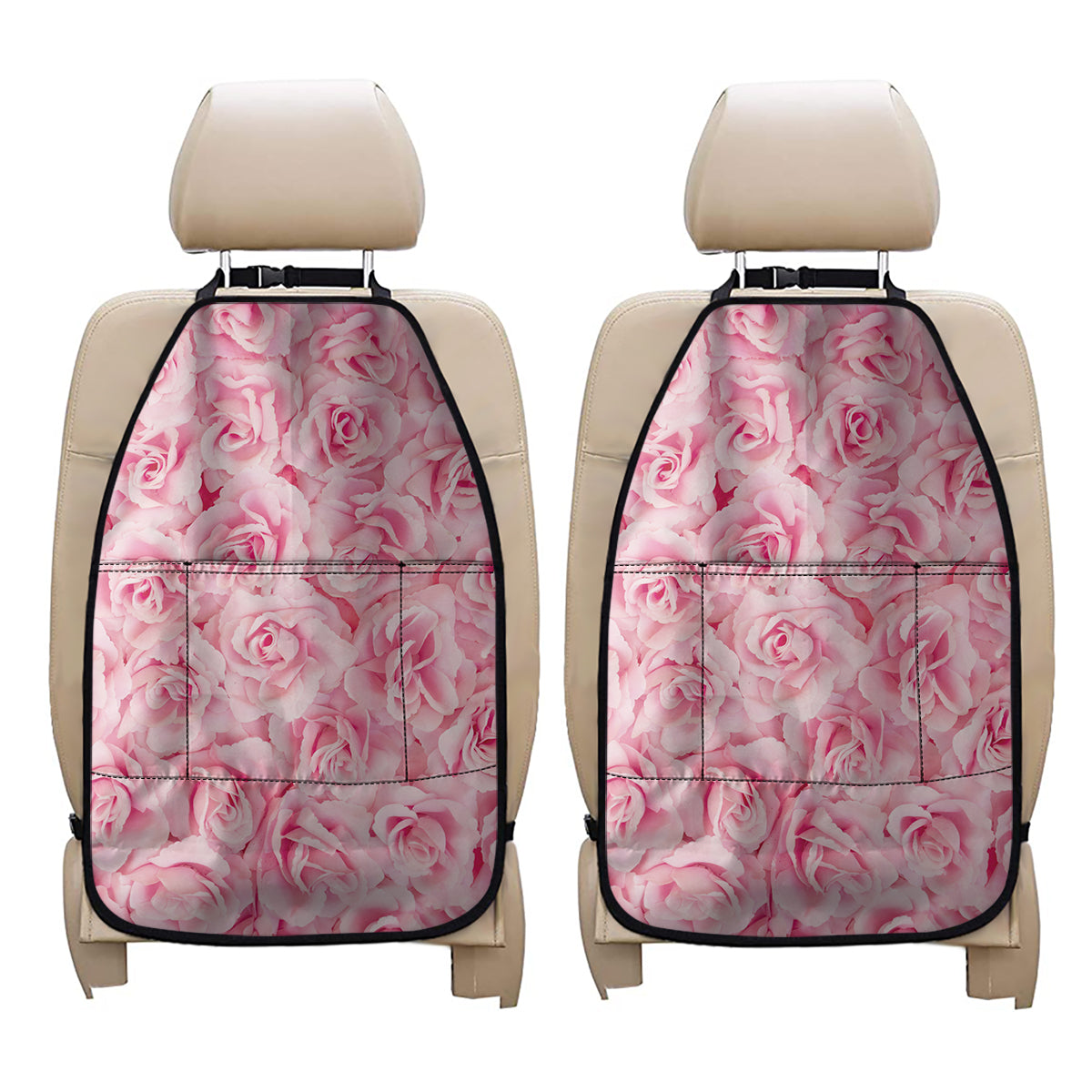Pink Rose Print Car Seat Organizers