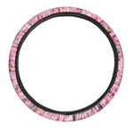 Pink Rose Print Car Steering Wheel Cover