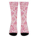 Pink Rose Print Crew Socks
