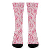 Pink Rose Print Crew Socks