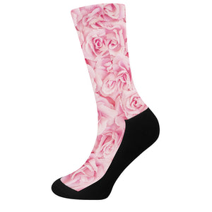 Pink Rose Print Crew Socks