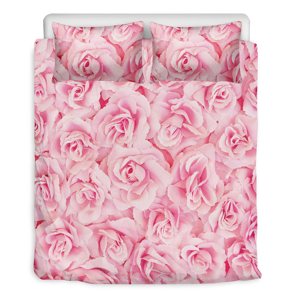 Pink Rose Print Duvet Cover Bedding Set