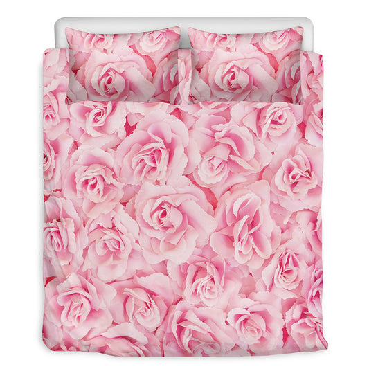Pink Rose Print Duvet Cover Bedding Set
