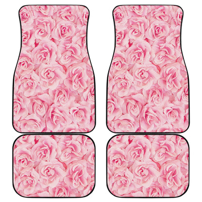 Pink Rose Print Front and Back Car Floor Mats