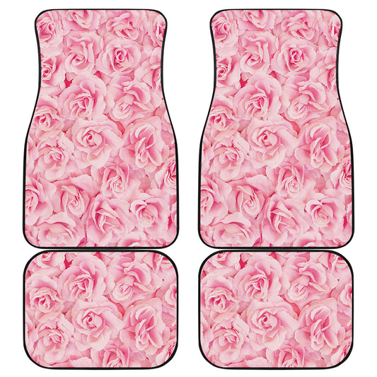 Pink Rose Print Front and Back Car Floor Mats