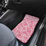 Pink Rose Print Front and Back Car Floor Mats