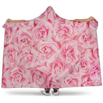 Pink Rose Print Hooded Blanket