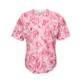 Pink Rose Print Men's Baseball Jersey