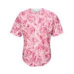 Pink Rose Print Men's Baseball Jersey
