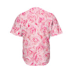 Pink Rose Print Men's Baseball Jersey