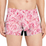 Pink Rose Print Men's Boxer Briefs