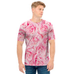 Pink Rose Print Men's T-Shirt