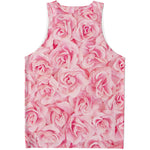 Pink Rose Print Men's Tank Top
