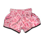 Pink Rose Print Muay Thai Boxing Shorts