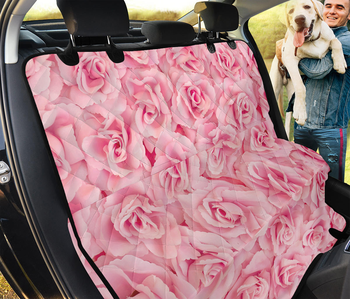 Pink Rose Print Pet Car Back Seat Cover