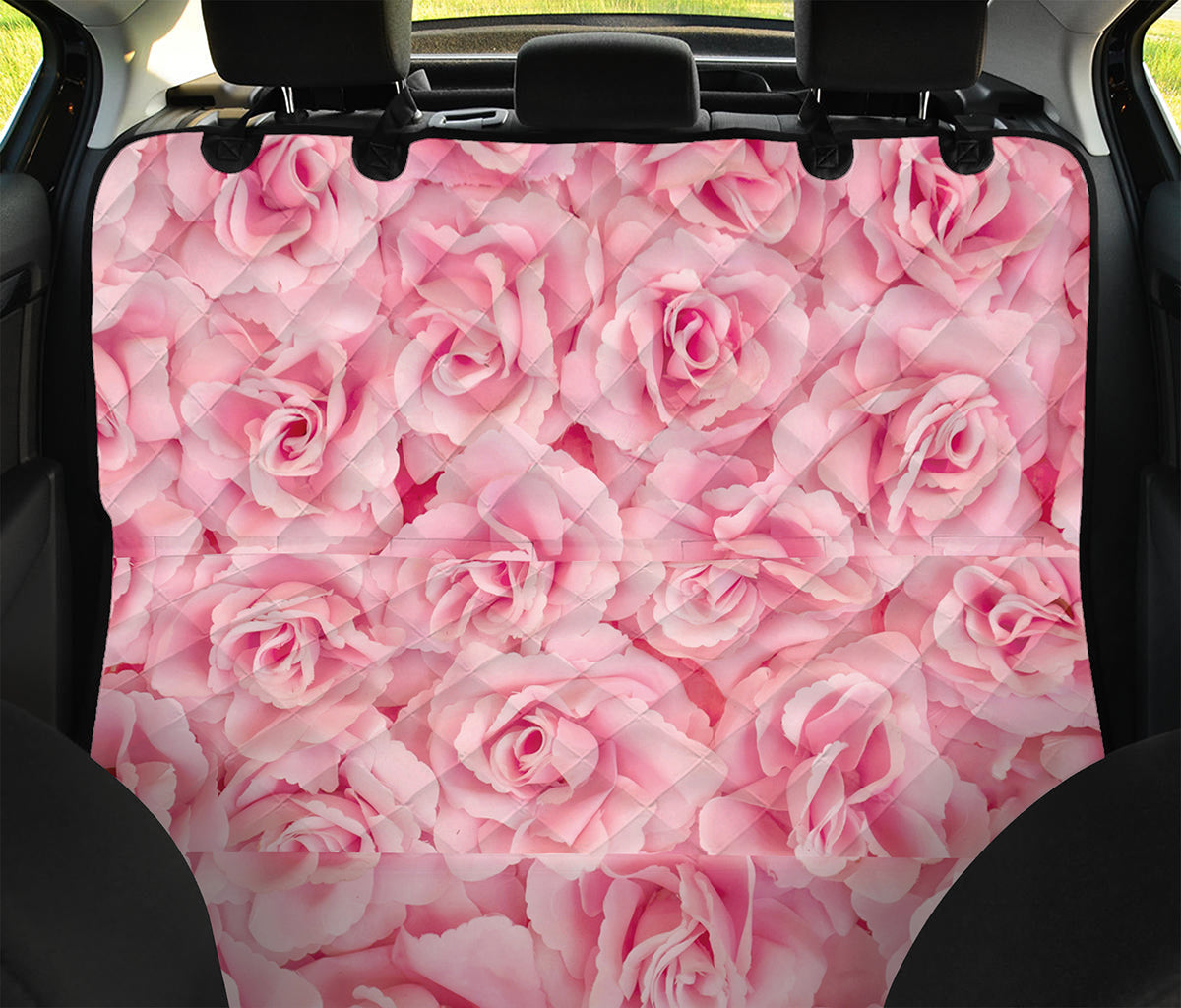 Pink Rose Print Pet Car Back Seat Cover