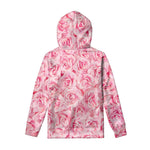 Pink Rose Print Pullover Hoodie