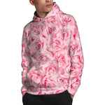 Pink Rose Print Pullover Hoodie