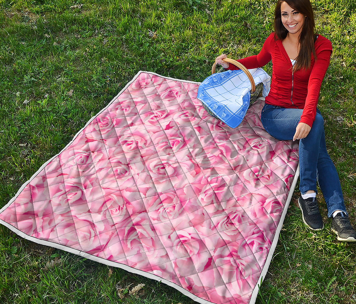 Pink Rose Print Quilt