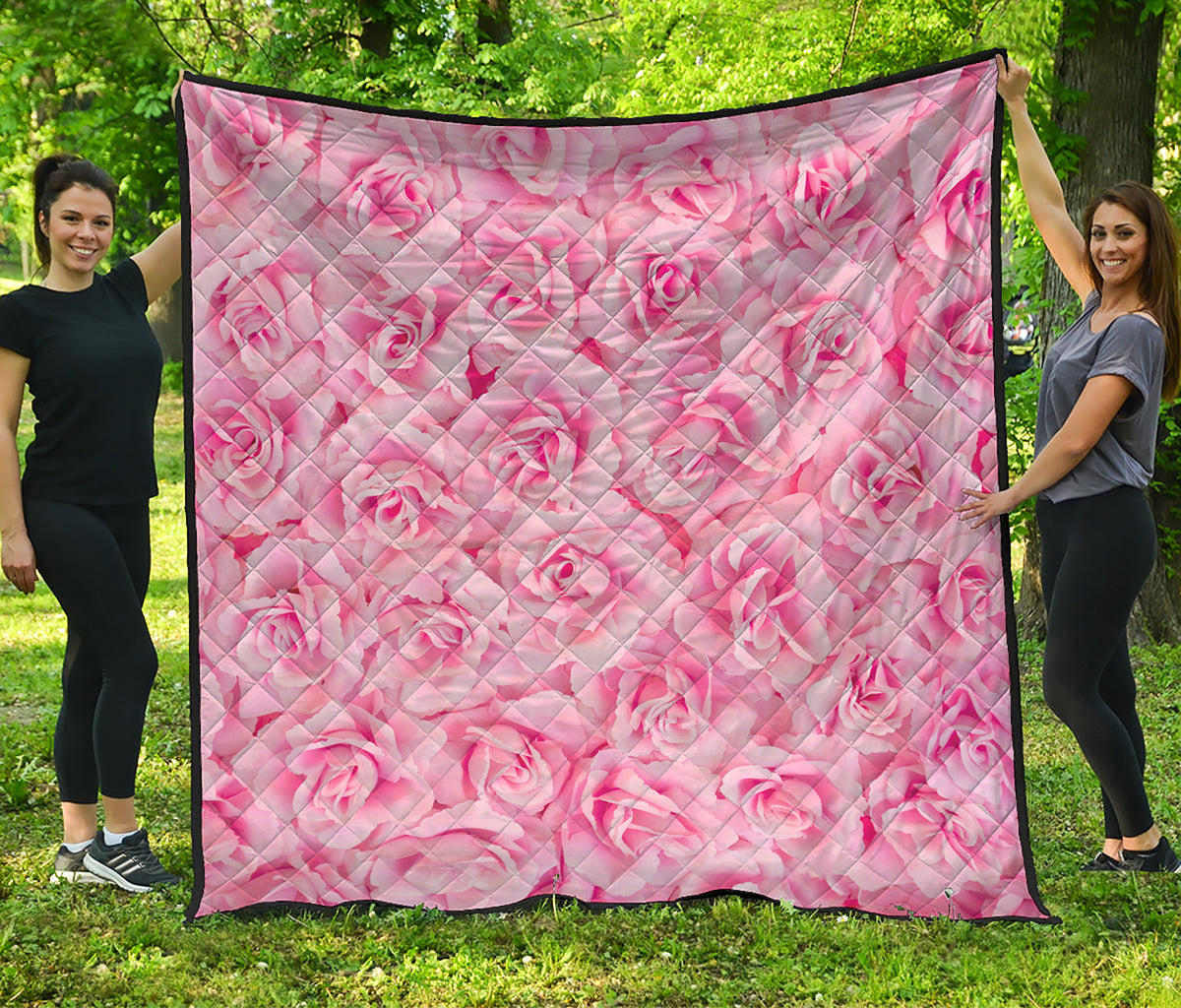Pink Rose Print Quilt