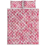 Pink Rose Print Quilt Bed Set