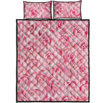 Pink Rose Print Quilt Bed Set