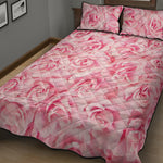 Pink Rose Print Quilt Bed Set