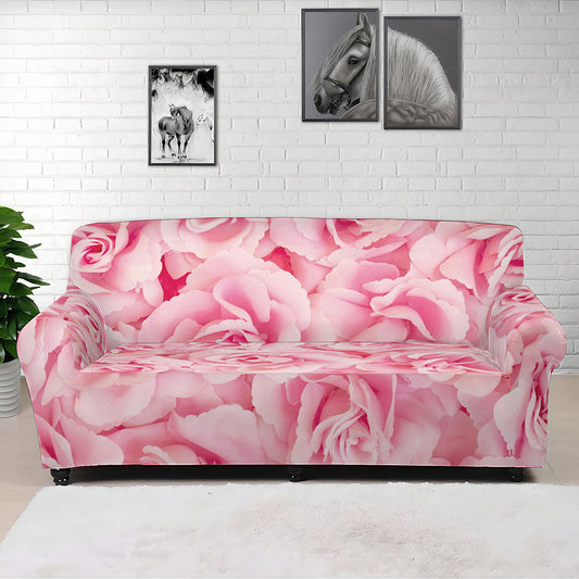 Pink Rose Print Sofa Cover