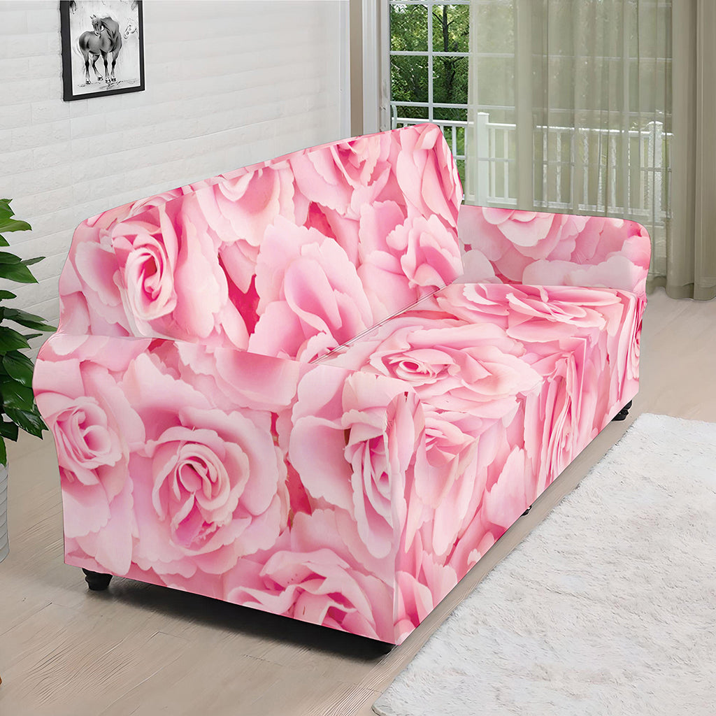 Pink Rose Print Sofa Cover